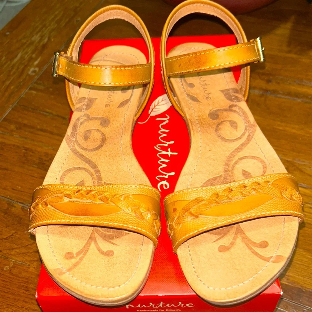 NWT⭐️NURTURE🌻LEATHER “Marrlowe” SANDALS Size 8.5🤎Color: Parker Tan - Picture 5 of 12